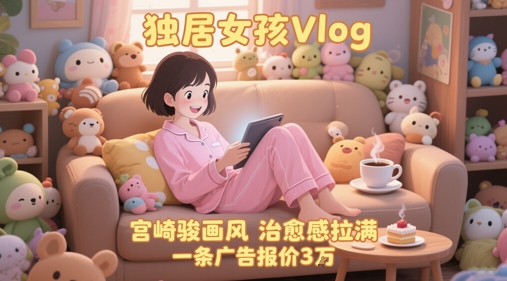 单个账号涨粉71W！用AI制作独居女孩Vlog，宫崎骏画风，治愈感拉满，一条广告报价3W-87创业网