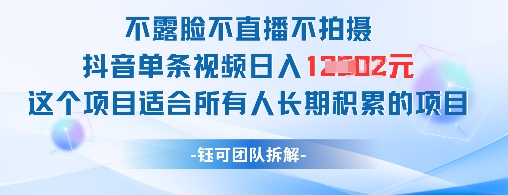 不露脸不直播不拍摄抖音单条视频日入1k+这个项目适合所有人长期积累的项目-87创业网