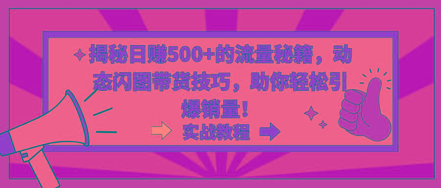 揭秘日赚500+的流量秘籍，动态闪图带货技巧，助你轻松引爆销量！-87创业网