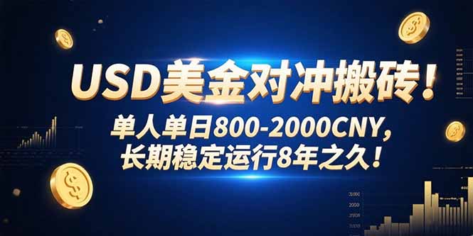 USD美金对冲搬砖!单人单日800-2000CNY，长期稳定运行8年之久!-87创业网