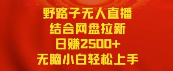 野路子无人直播结合网盘拉新，日赚2500+，小白无脑轻松上手【揭秘】-87创业网